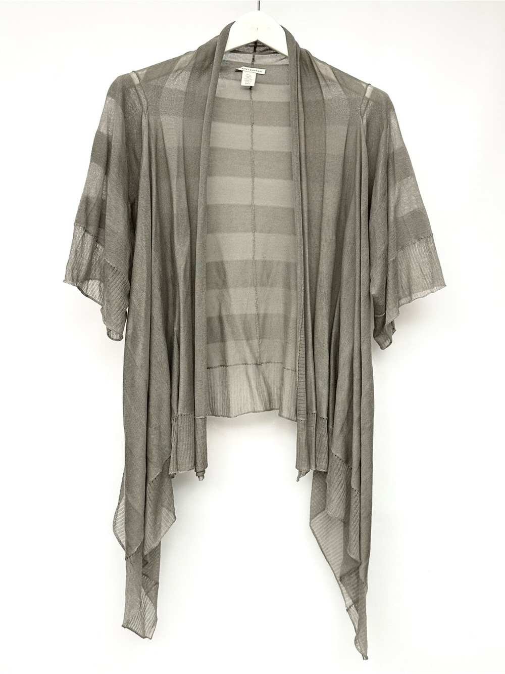 ✨FIRM$Drop White+Warren Sheer Draped Open-Front Cardigan in Taupe